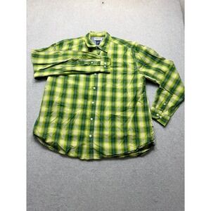 Magellan Sportswear Mens XXL Green Yellow Plaid Long Sleeve Button Down Shirt